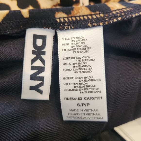 NWT DKNY Twist Front Shirred Keyhole One Piece Swimsuit Leopard S - Picture 6 of 8